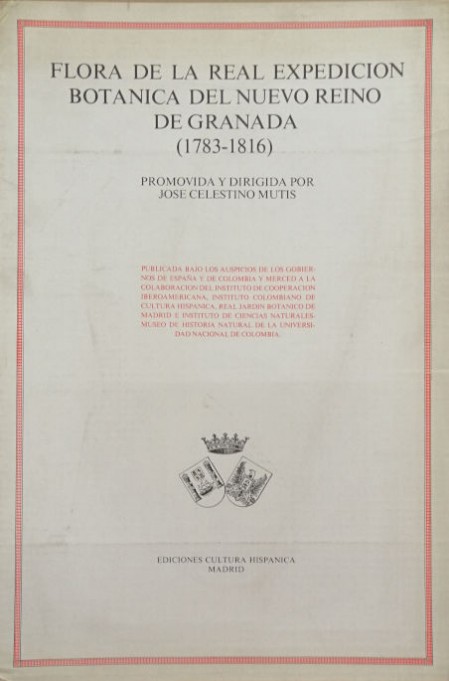 Imagen cubierta: Flora de la Real Expedición Botánica del Nuevo Reino de Granada (1783-1816), Tomo XX-2